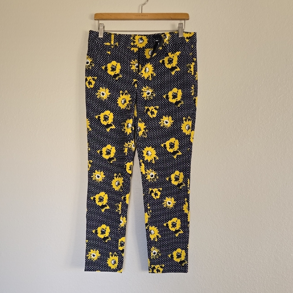 Banana Republic Sloan Navy & Yellow Floral Pants